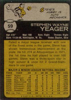 Steve Yeager  baseball card collectible - Main Image 2