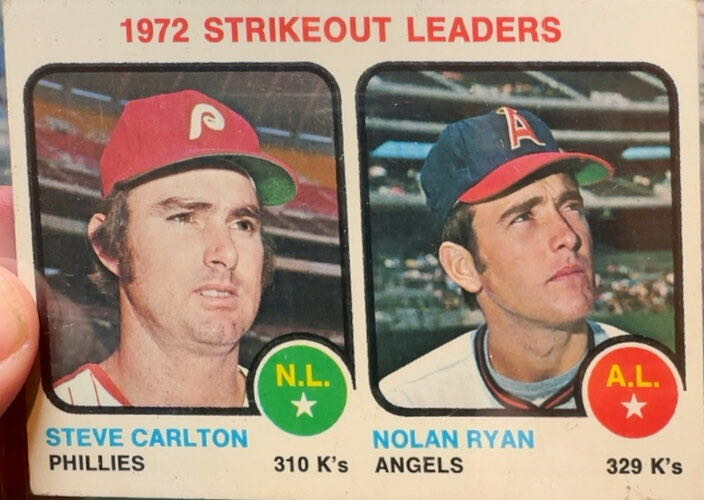 1972 Strikeout Leaders (Steve Carlton / Nolan Ryan)  baseball card collectible - Main Image 3