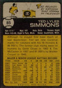 Ted Simmons  baseball card collectible - Main Image 2