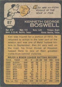 Ken Boswell  baseball card collectible - Main Image 2