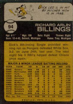 Dick Billings  baseball card collectible - Main Image 2