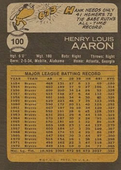 Hank Aaron  baseball card collectible - Main Image 2