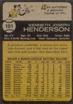 Ken Henderson  baseball card collectible - Main Image 2