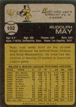 Rudy May  baseball card collectible - Main Image 2