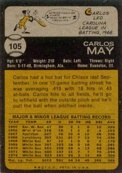 Carlos May  baseball card collectible - Main Image 2