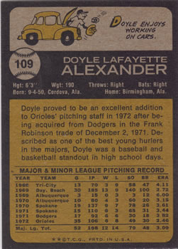 Doyle Alexander  baseball card collectible - Main Image 2