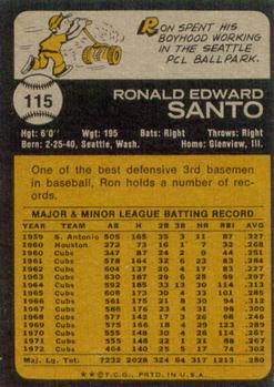 Ron Santo  baseball card collectible - Main Image 2