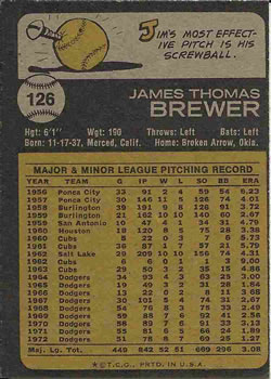 Jim Brewer  baseball card collectible - Main Image 2