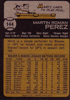 Marty Perez  baseball card collectible - Main Image 2