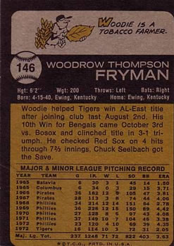 Woodie Fryman  baseball card collectible - Main Image 2