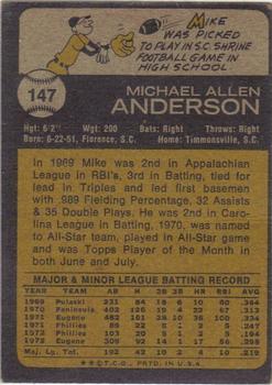 Mike Anderson  baseball card collectible - Main Image 2