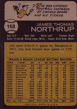 Jim Northrup  baseball card collectible - Main Image 2