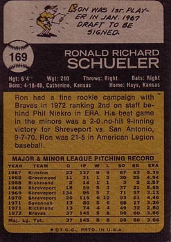 Ron Schueler  baseball card collectible - Main Image 2