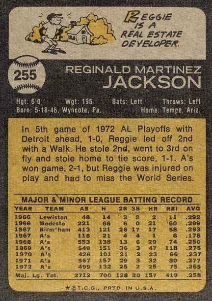 Reggie Jackson  baseball card collectible - Main Image 2