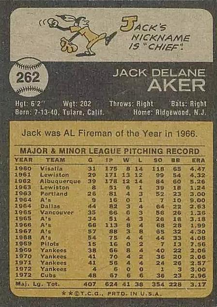 Jack Aker  baseball card collectible - Main Image 2