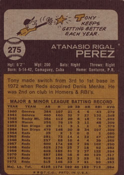 Tony Perez  baseball card collectible - Main Image 2
