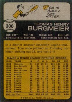 Tom Burgmeier  baseball card collectible - Main Image 2