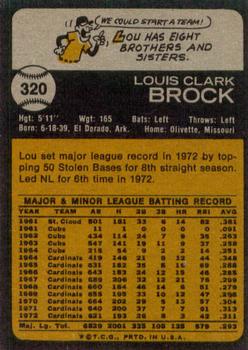 Lou Brock  baseball card collectible - Main Image 2