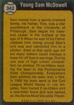 Sam McDowell  baseball card collectible - Main Image 2