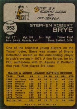 Steve Brye  baseball card collectible - Main Image 2