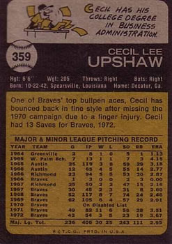 Cecil Upshaw  baseball card collectible - Main Image 2