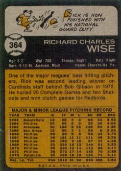 Rick Wise  baseball card collectible - Main Image 2