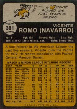 Vicente Romo  baseball card collectible - Main Image 2