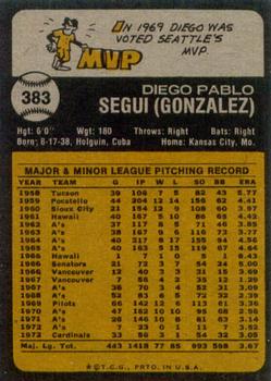 Diego Segui  baseball card collectible - Main Image 2