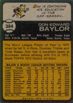 Don Baylor  baseball card collectible - Main Image 2