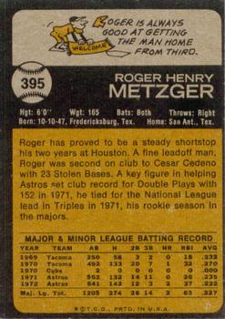 Roger Metzger  baseball card collectible - Main Image 2