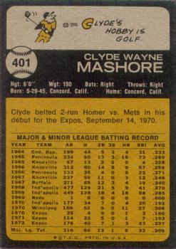 Clyde Mashore  baseball card collectible - Main Image 2