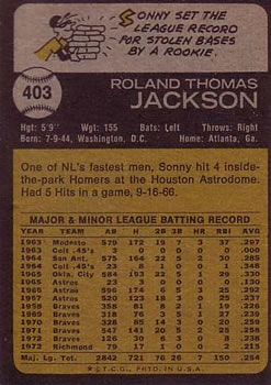 Sonny Jackson  baseball card collectible - Main Image 2