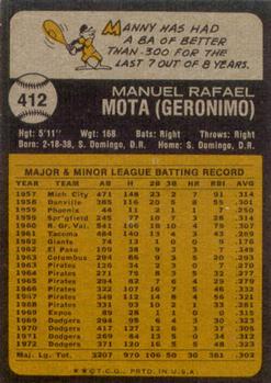 Manny Mota  baseball card collectible - Main Image 2
