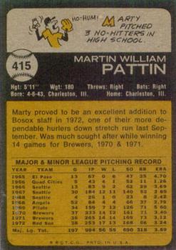 Marty Pattin  baseball card collectible - Main Image 2