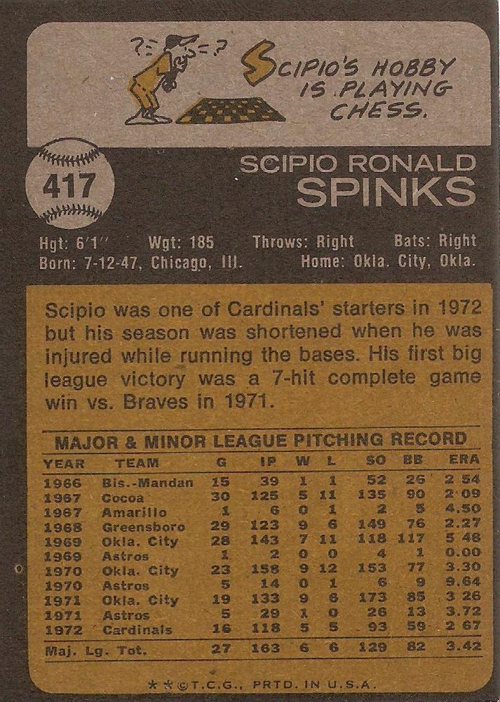 Scipio Spinks  baseball card collectible - Main Image 2