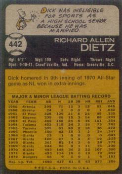 Dick Dietz  baseball card collectible - Main Image 2