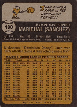 Juan Marichal  baseball card collectible - Main Image 2