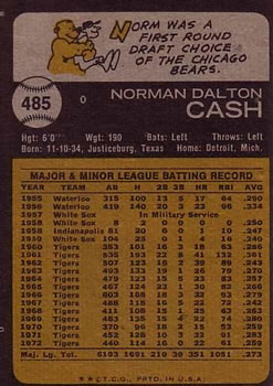 Norm Cash  baseball card collectible - Main Image 2
