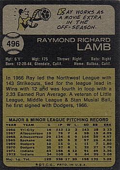Ray Lamb  baseball card collectible - Main Image 2