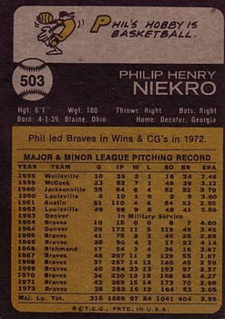 Phil Niekro  baseball card collectible - Main Image 2