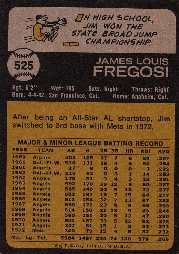 Jim Fregosi  baseball card collectible - Main Image 2