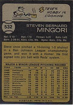 Steve Mingori  baseball card collectible - Main Image 2