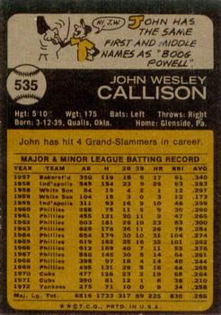 John Callison  baseball card collectible - Main Image 2
