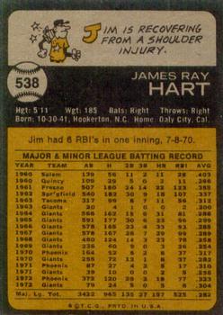Jim Hart  baseball card collectible - Main Image 2