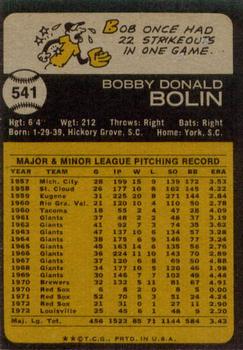 Bob Bolin  baseball card collectible - Main Image 2
