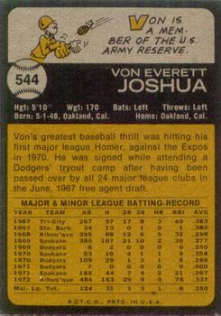 Von Joshua  baseball card collectible - Main Image 2