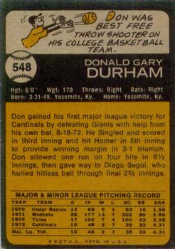 Don Durham  baseball card collectible - Main Image 2