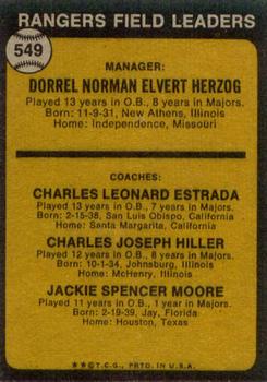 Rangers Field Leaders (Whitey Herzog / Chuck Estrada / Chuck Hiller / Jackie Moore)  baseball card collectible - Main Image 2