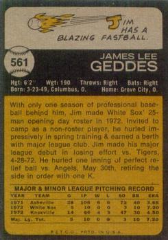 Jim Geddes  baseball card collectible - Main Image 2
