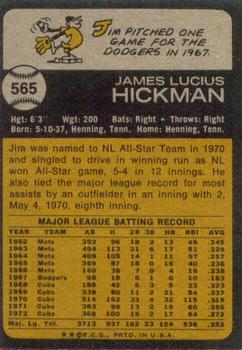 Jim Hickman  baseball card collectible - Main Image 2